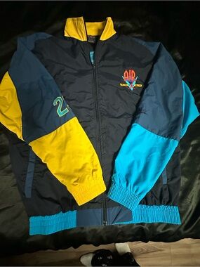 Jordan Multicolor Windbreaker Jacket in Navy, Yellow, Teal